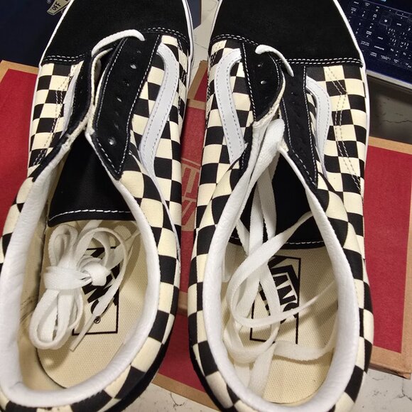 VANS Old Skool Primary Check Black White Checkerboard Men's Sz 12 VN0A38G1P0S - Picture 8 of 16